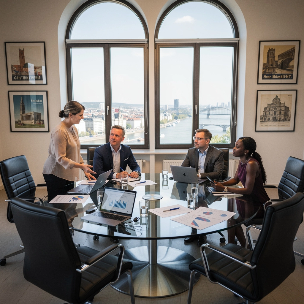 Ein modern gestalteter Empfangsbereich mit bequemen Sitzgelegenheiten und klarer Wegführung.